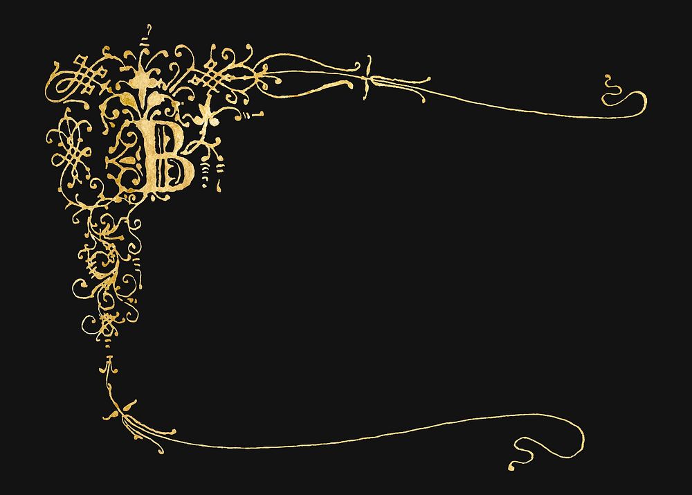 Vintage gold B flourish vector ornamental background