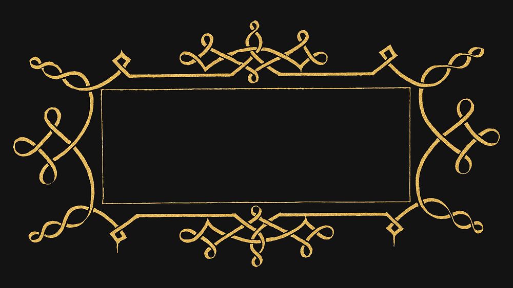 Gold filigree victorian vector frame border