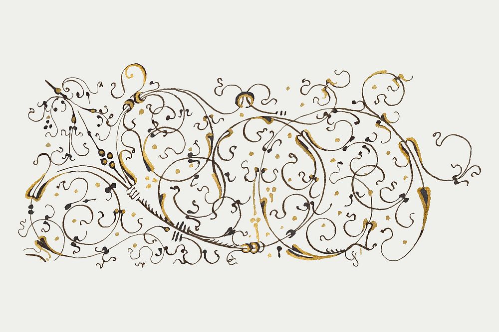 Vintage gold flourish ornamental vector