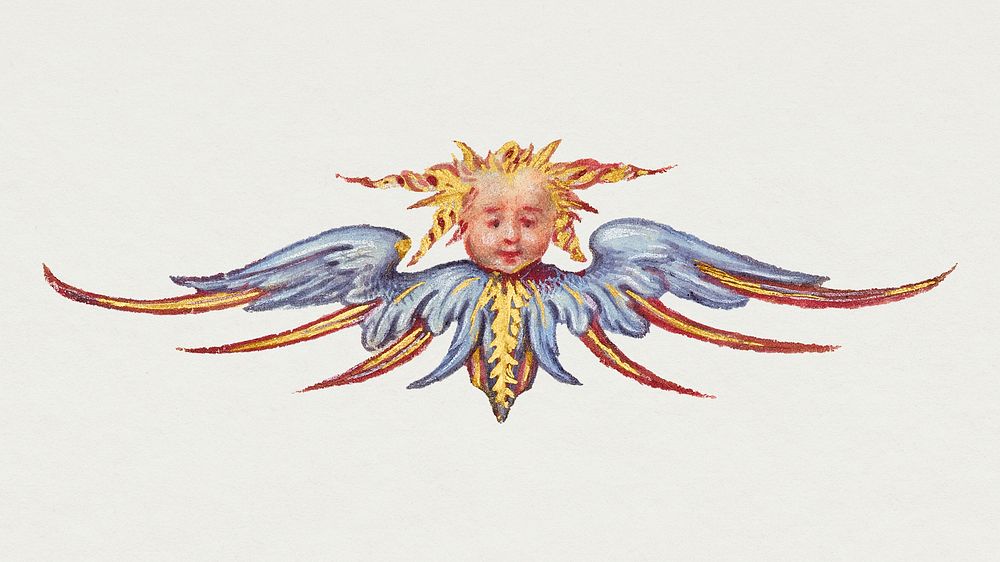 Cherub medieval creature psd winged child