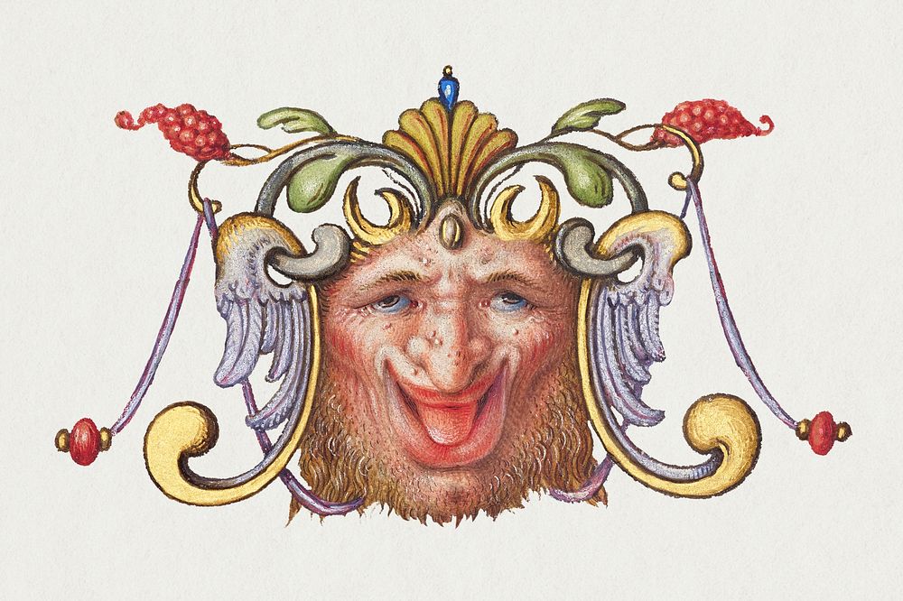 Mythical creature troll head medieval illustration