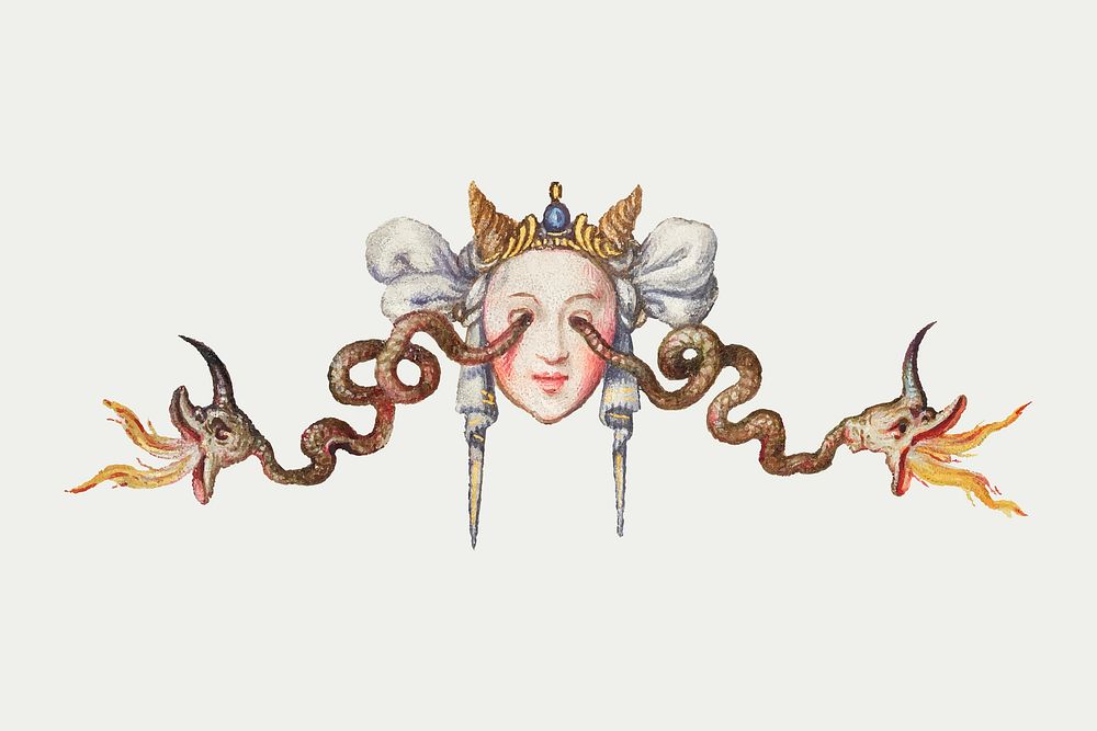 Medusa medieval creature head vector