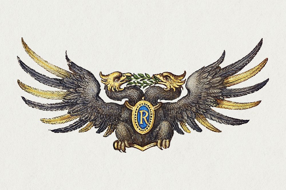 Vintage heraldic eagle painting illustration