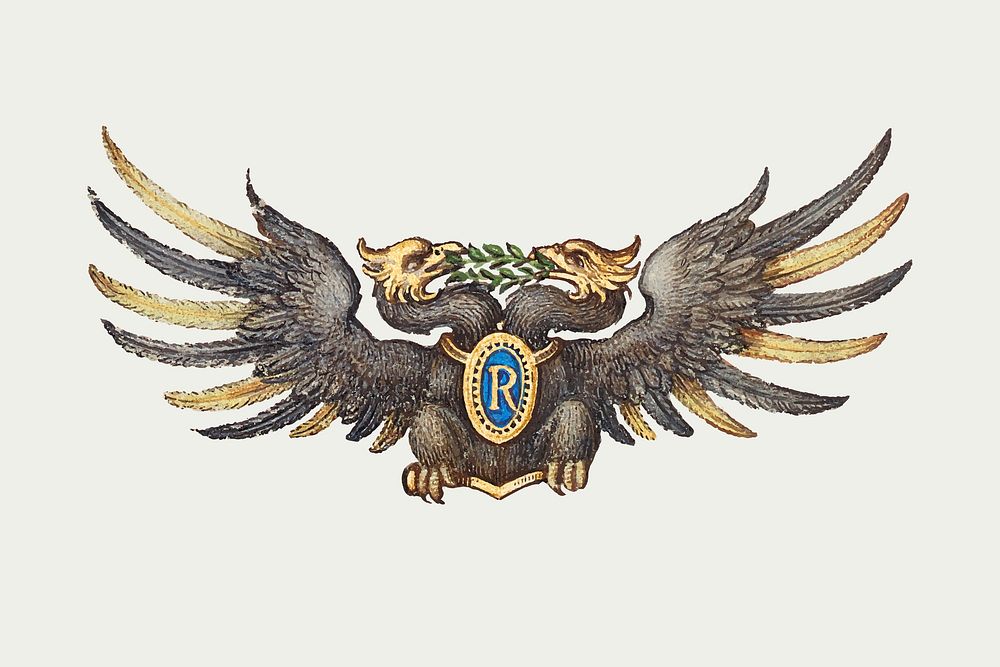 Vintage heraldic eagle vector painting