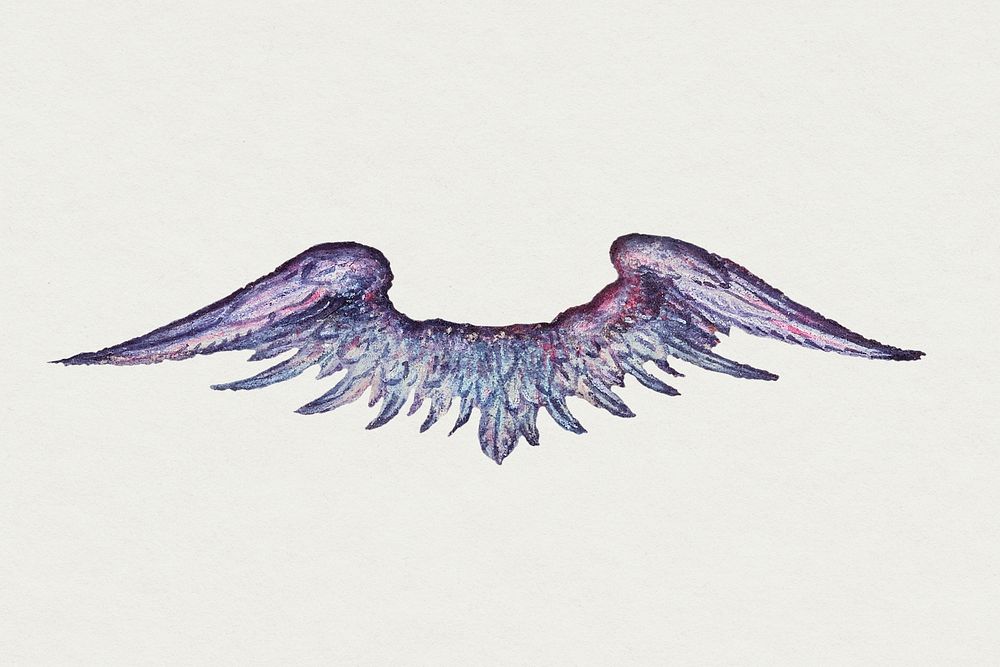 Blue mythical wings psd painting ornament