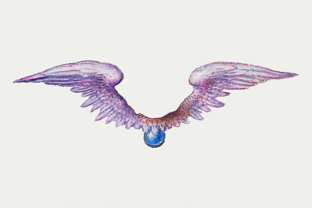 Purple mythical wings vector painting ornament