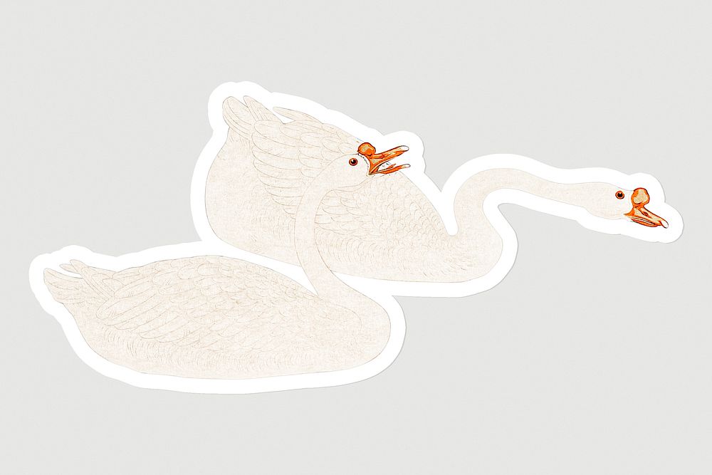 White geese sticker overlay design element