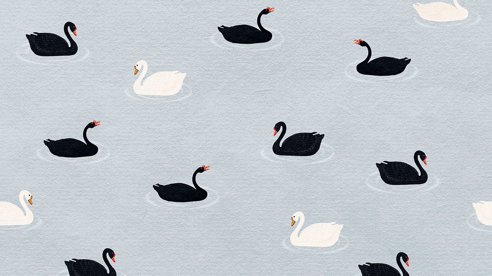 Black and white geese pattern on a blue background illustration