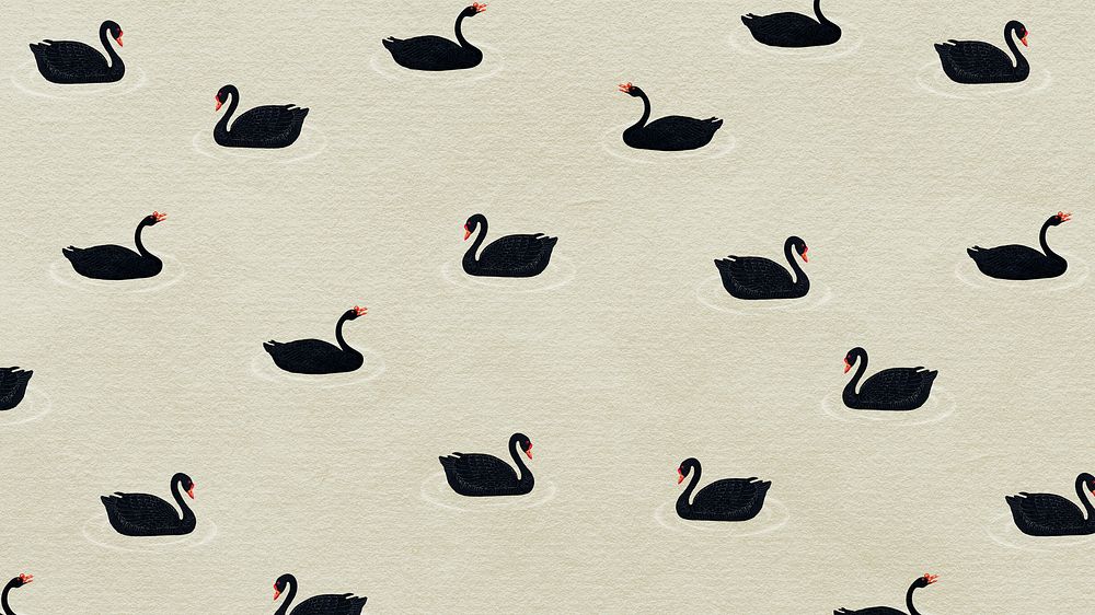 Black geese pattern on a beige background illustration