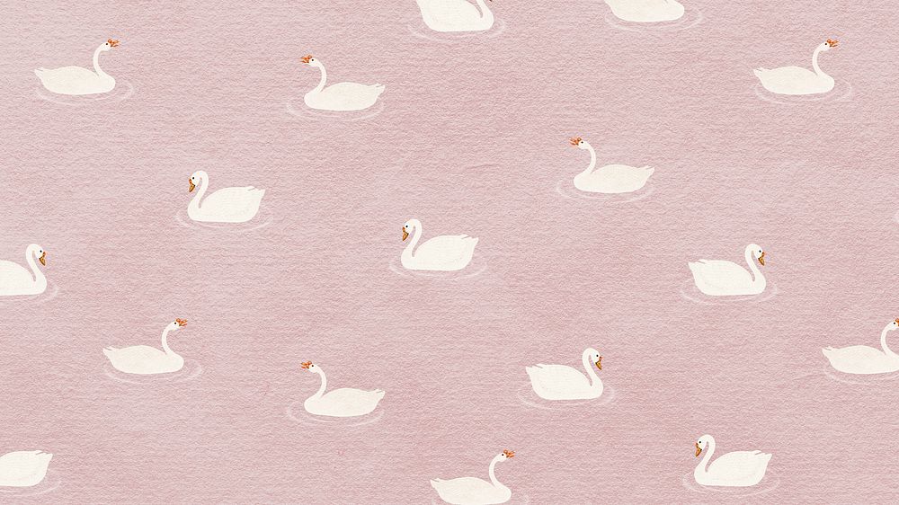 White geese pattern on  pink background illustration