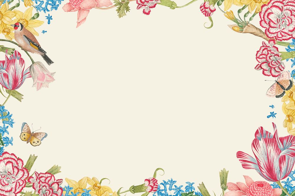 Vintage floral frame vector, remixed from the 18th-century artworks from the Smithsonian archive.