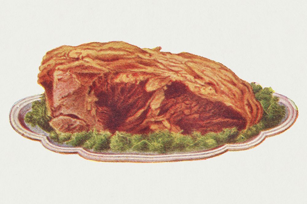 Vintage sirloin of beef dish design element