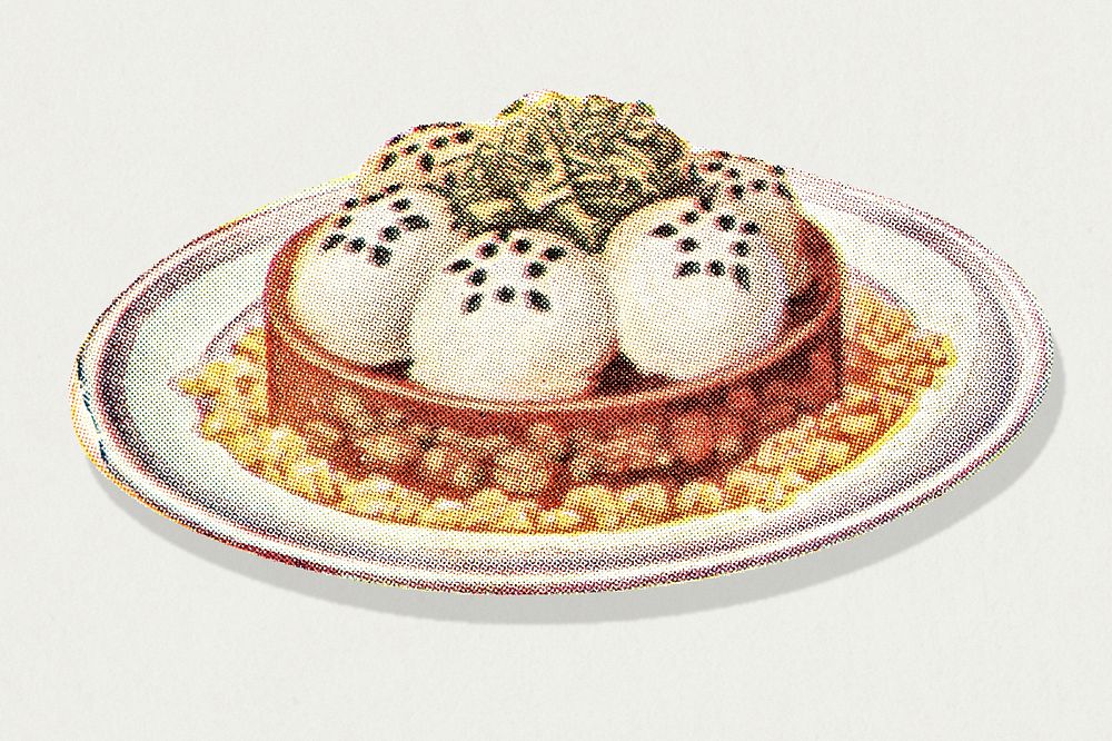 Vintage chicken m&eacute;daillons dish illustration