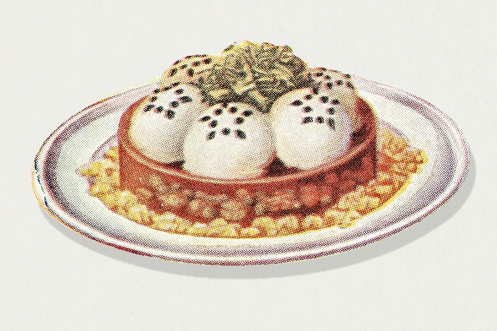 Vintage chicken m&eacute;daillons dish design element