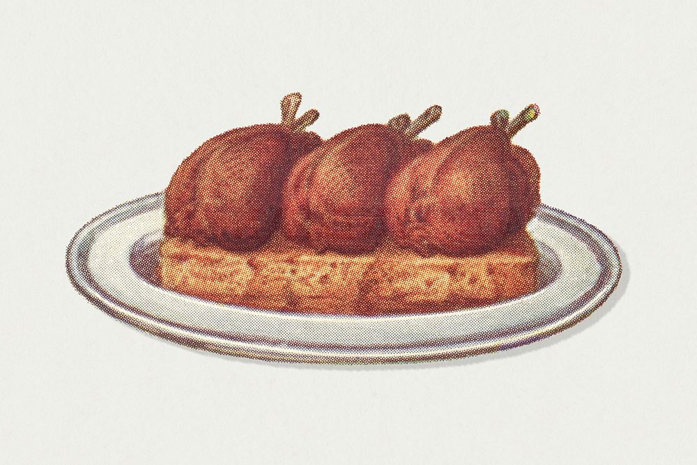 Vintage roast plovers dish illustration