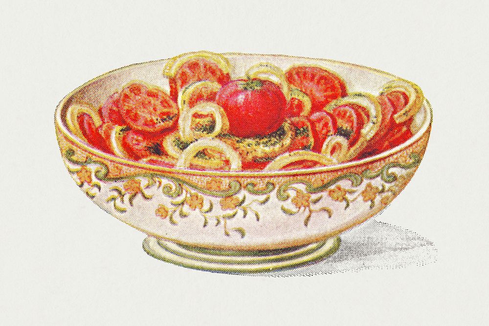 Vintage hand drawn tomato salad design element