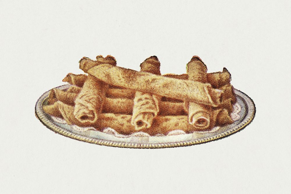 Vintage hand drawn roll pancakes illustration