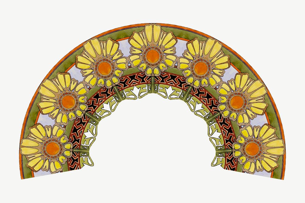 Art nouveau floral motif element vector, remixed from the artworks of Alphonse Maria Mucha