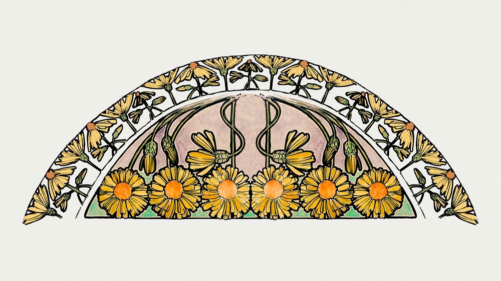 Art nouveau floral motif ornament, remixed from the artworks of Alphonse Maria Mucha