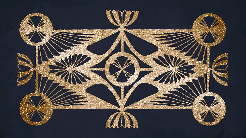 Vintage gold ornament with diamond shape vector art print, remix from artworks by Samuel Jessurun de Mesquita