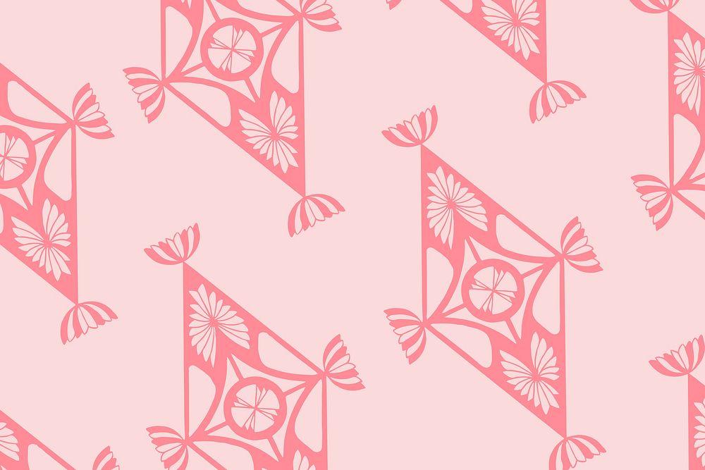 Vintage pink geometric gatsby pattern background vector, remix from artworks by Samuel Jessurun de Mesquita
