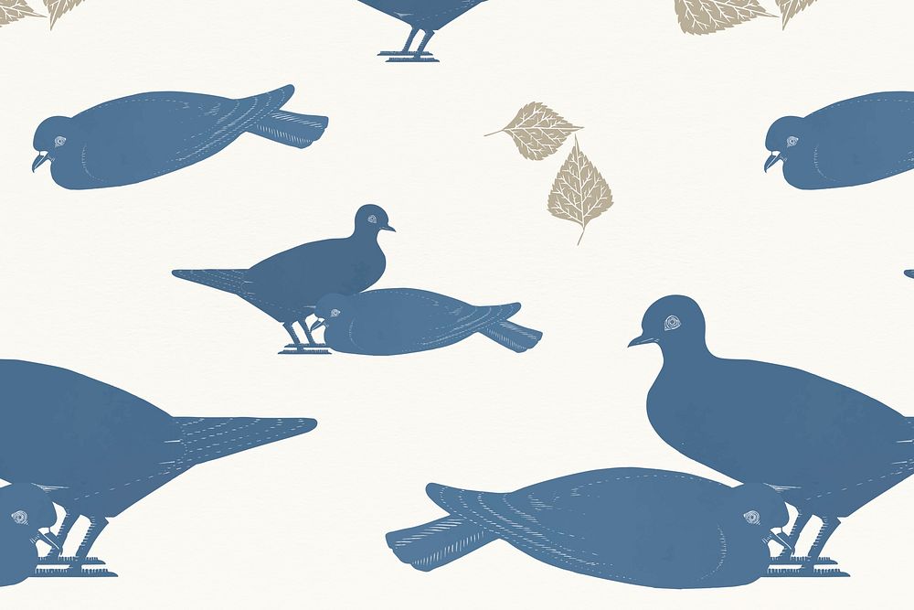 Vintage pigeon psd patterned background, remix from artworks by Samuel Jessurun de Mesquita