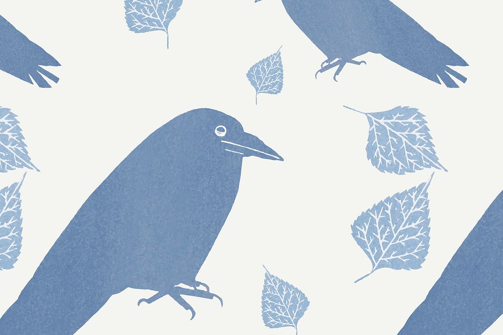 Vintage crow patterned background vector, remix from artworks by Samuel Jessurun de Mesquita