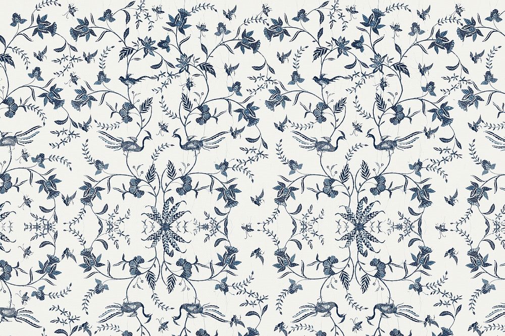 Vintage ornamental botanical pattern image background blue