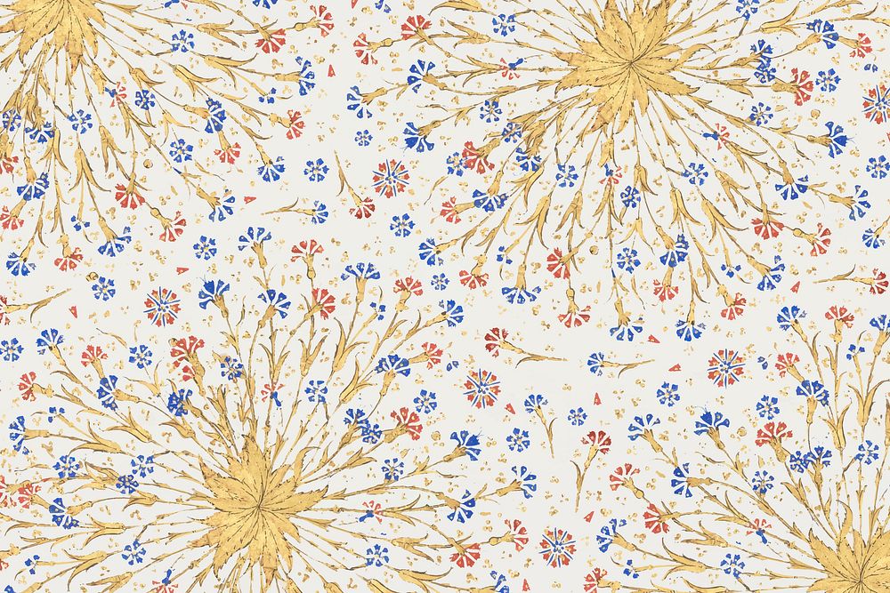 Ottoman floral vector pattern luxury background, remixed from original artwork by Sultan S&uuml;leiman the Magnificent