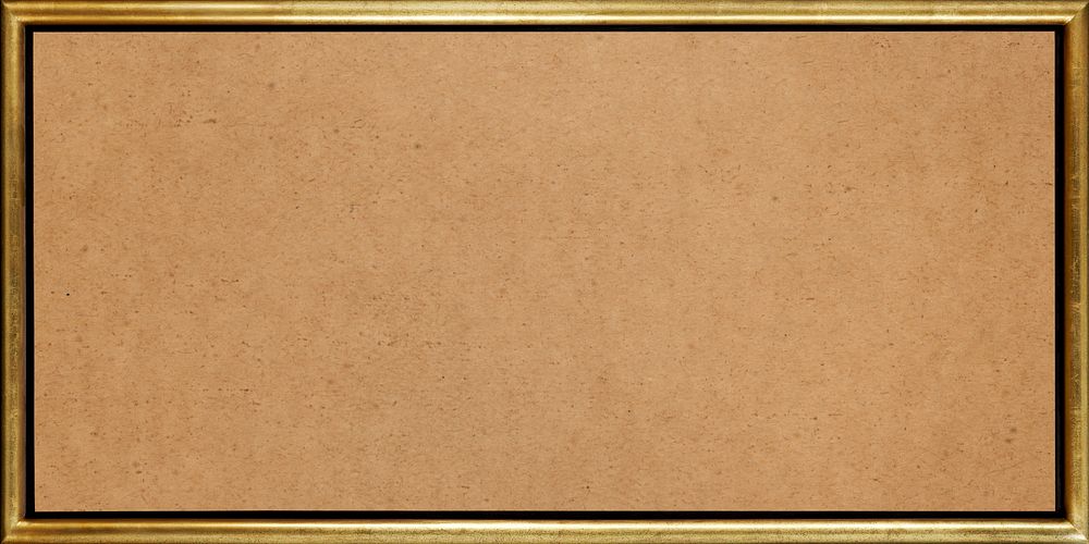 Rectangular gold frame on brown background