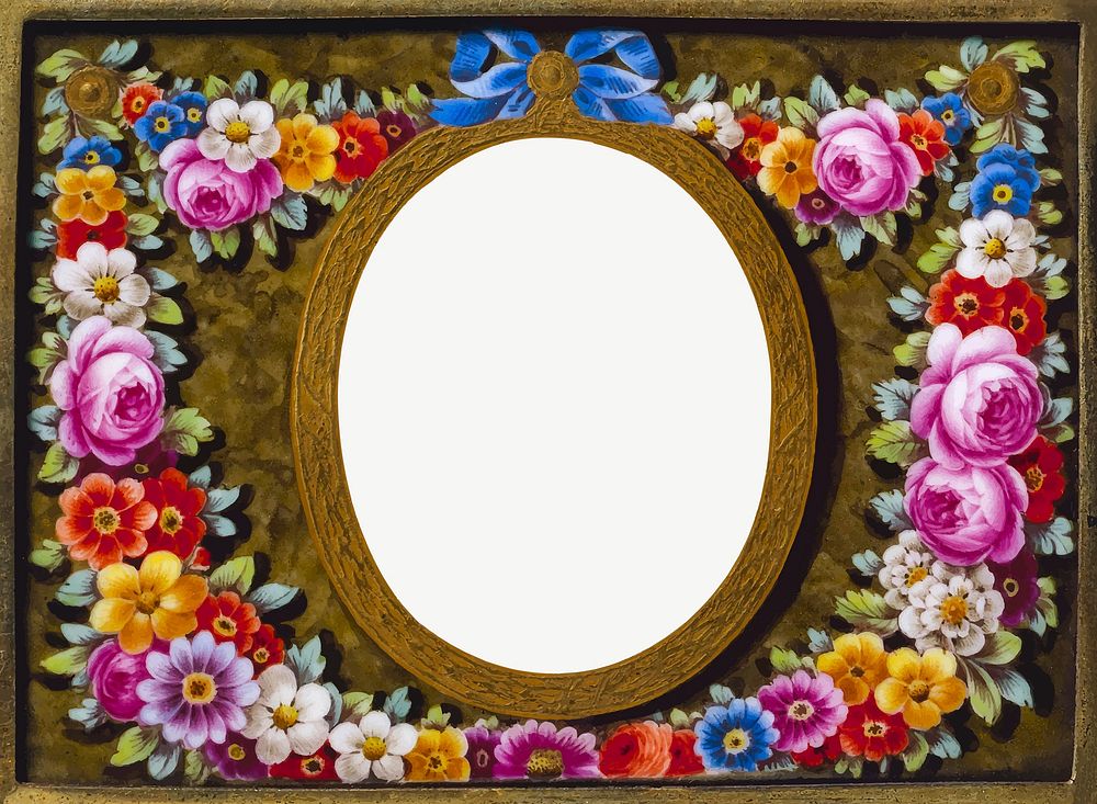 Vintage photo frame with flower vector