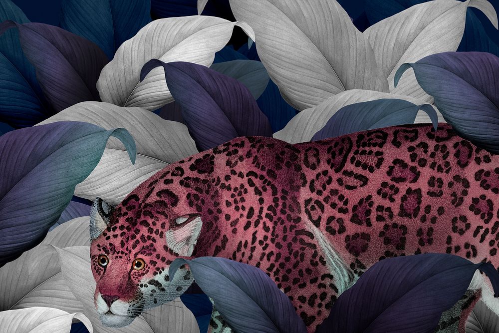 Cheetah on a leafy background