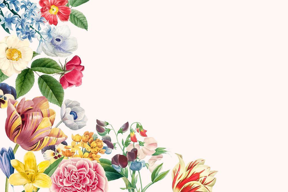 Spring background psd with flower border