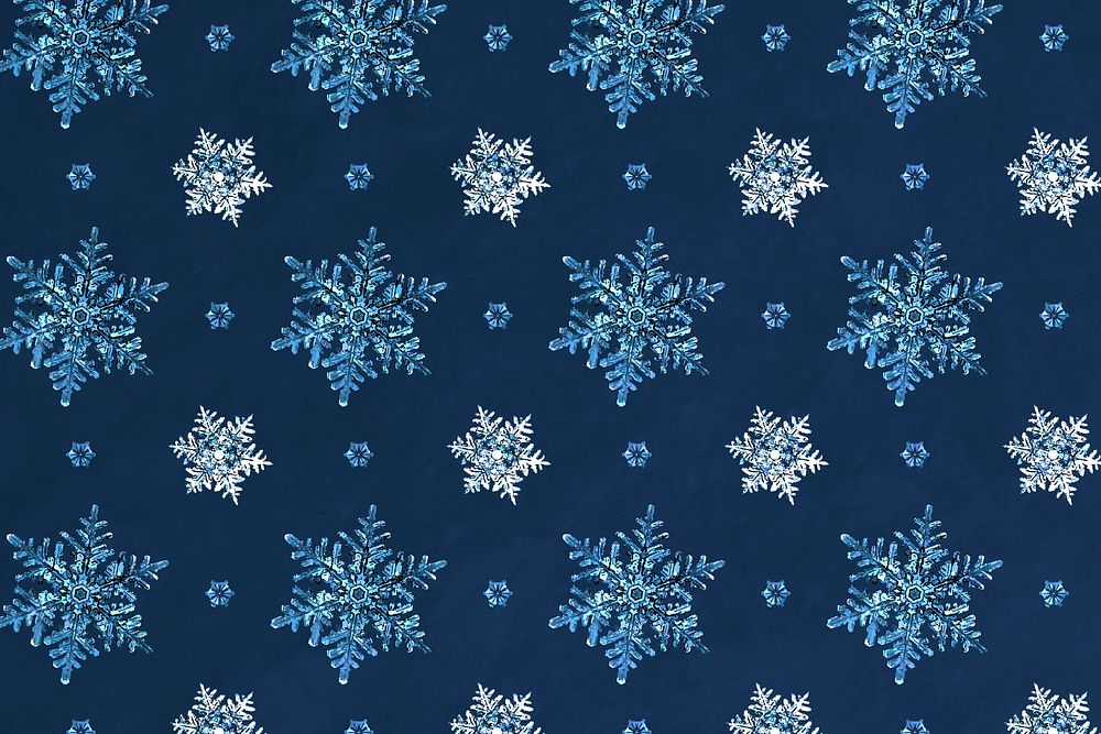 Blue Christmas snowflake seamless pattern background, remix of photography by Wilson Bentley