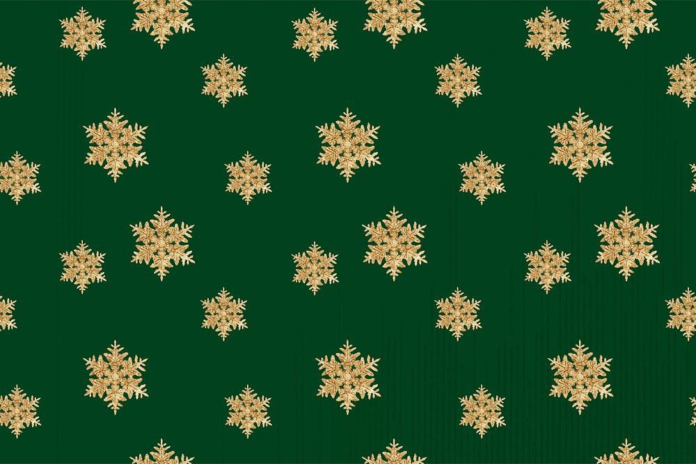 Green winter snowflake pattern background vector, remix of photography by Wilson Bentley