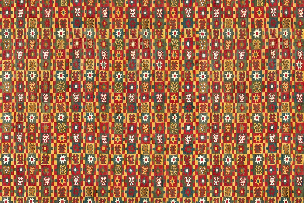 Vintage colorful folk art pattern background vector, featuring public domain artworks