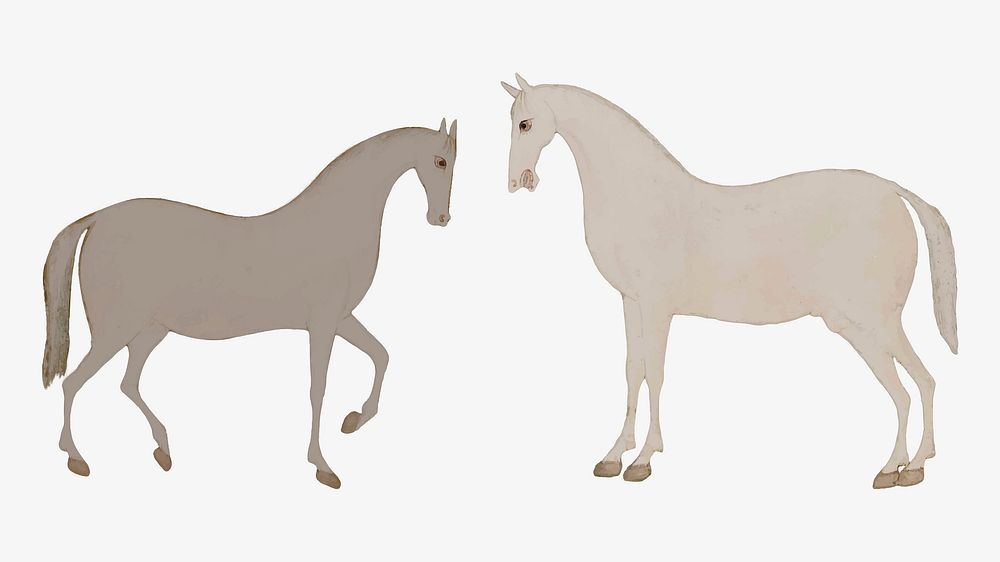 Vintage Asian horse vector, featuring public domain artworks