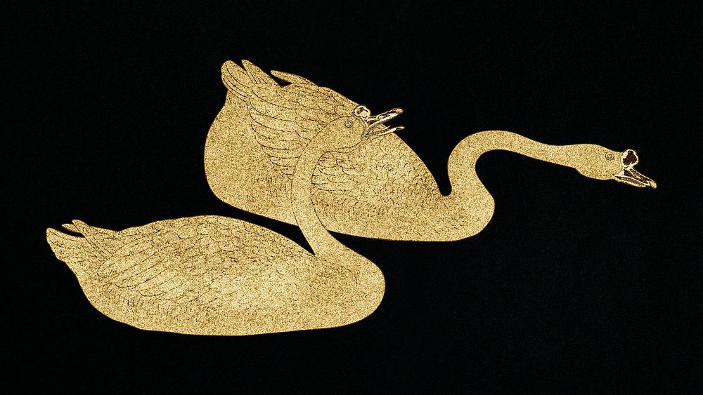 Geese with gold effect design element 