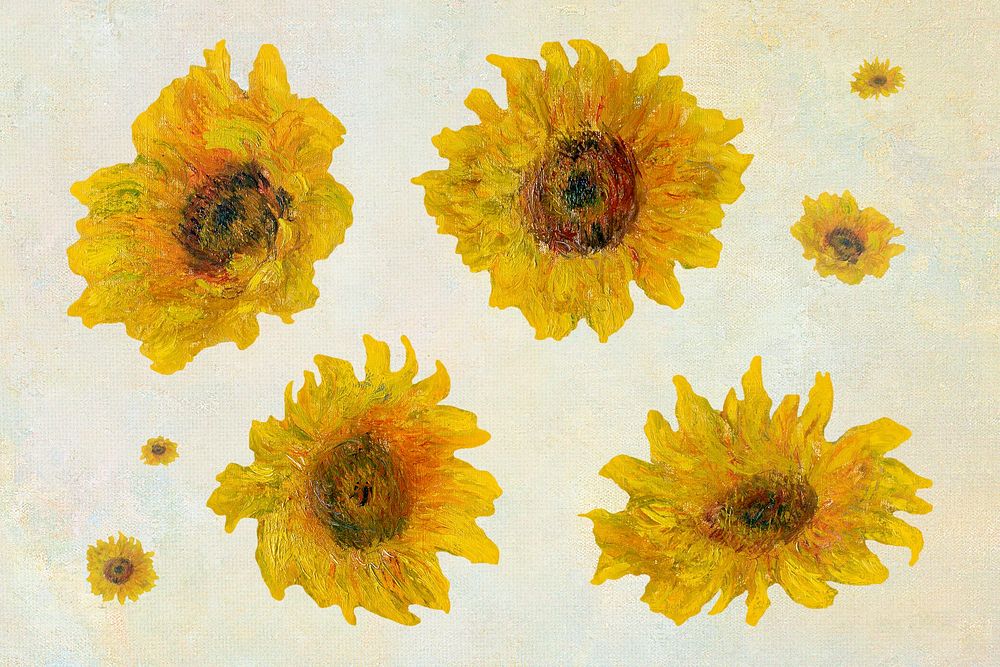 Sunflower set remixed from the artworks of Claude Monet.