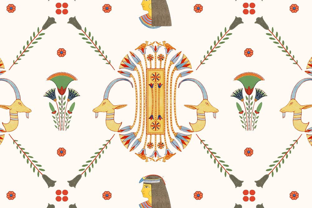 Egyptian ornamental vector seamless pattern background