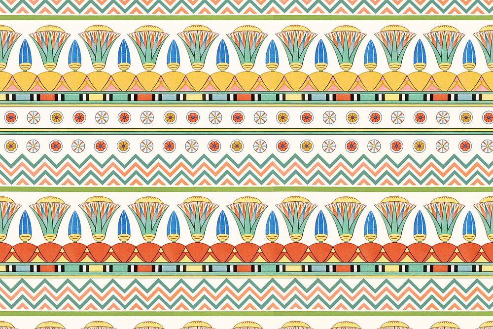 Polychrome ornamental Egyptian pattern background