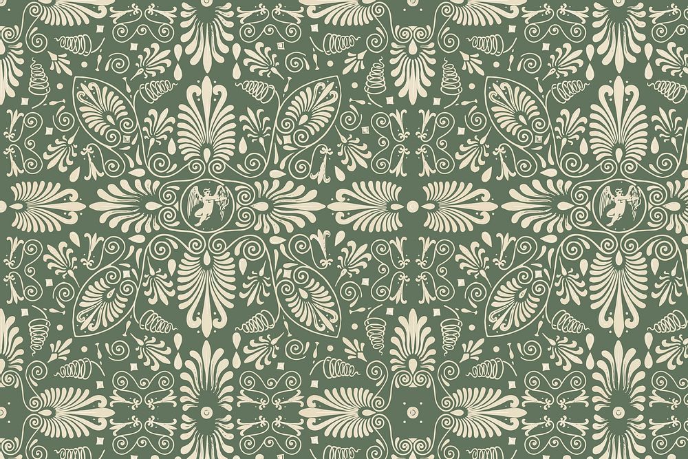 Green Greek key vector seamless pattern background