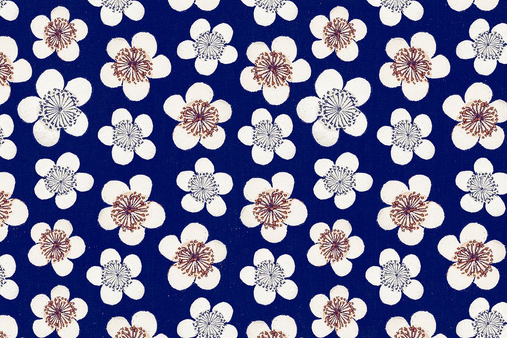 Vintage Japanese seamless plum blossom pattern, remix of artwork by Watanabe Seitei