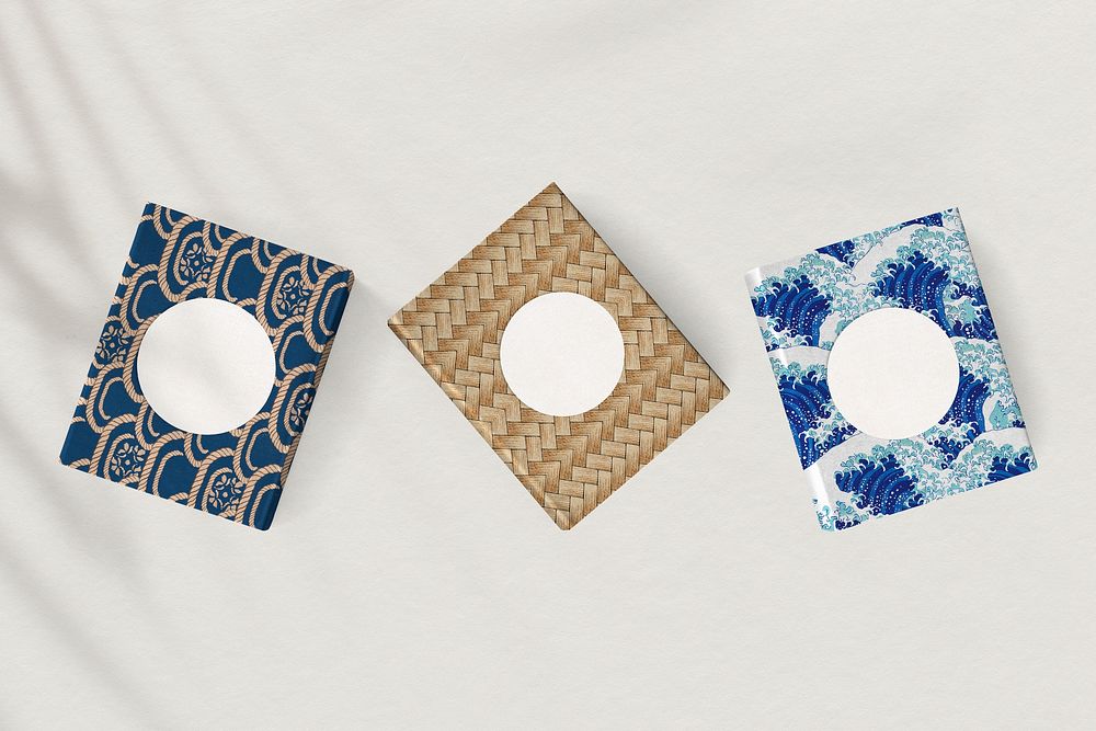 Packaging mockup Japanese pattern design, remix of artwork by Watanabe Seitei