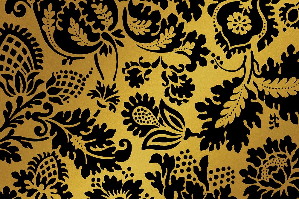 Vintage vector gold leaf background remix from artwork by William Morris