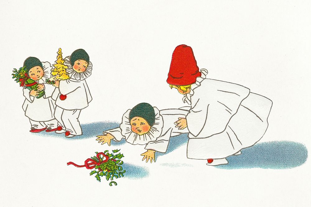 Little children playing together illustration