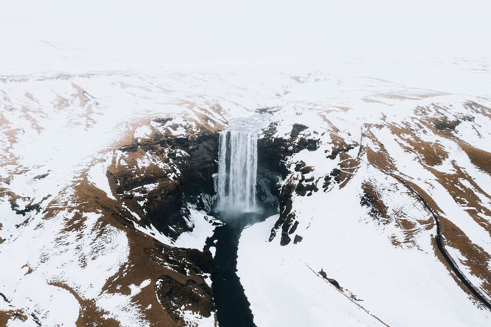 Skogafoss waterfall in the wintertime, Iceland