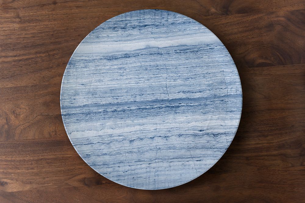Ceramic plate mockup, blue aesthetic design psd