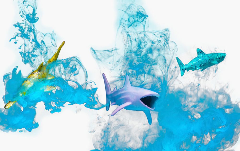 Blue color smoke explosion psd shark pattern