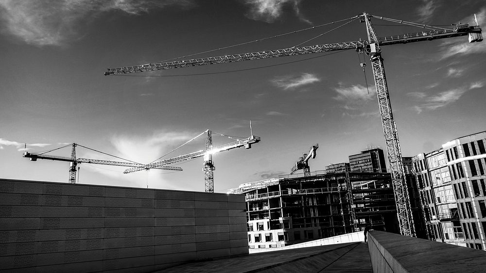 Cranes in a construction site